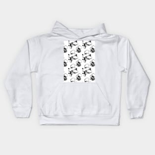 Black fragments, doodles on a white background Kids Hoodie